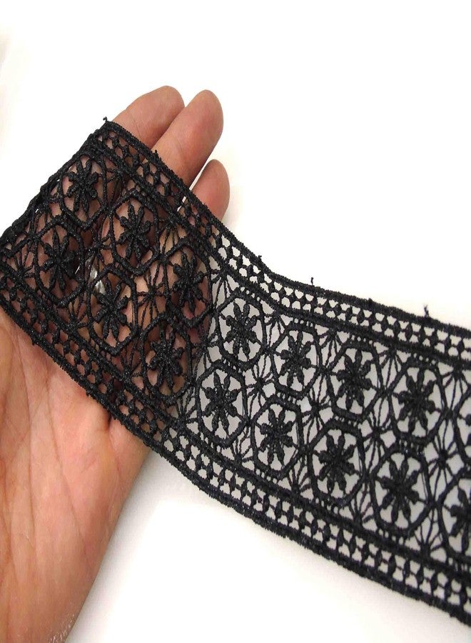 Strala Black Color Laces for Dresses, Sarees, Lehenga, Suits, Bags, Decorations, Borders, Crafts and Home Décor,Blouse (3 mtr) Design-611 - Image 2